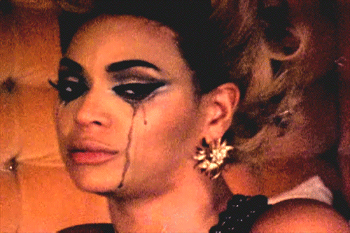 Beyonce crying with running mascara